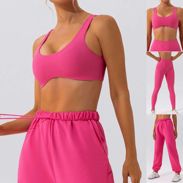 Lu Lu ausrichten Lemon Yoga Suit Hot Pink Sets Women Gym Fitness Bras With Leggings and Pants Female Wear Running Clothing Trainingsanzug Sportswear Jogger BodySuit