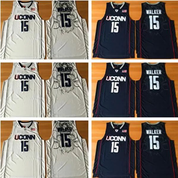 Баскетбол Uconn Huskies 15 Кемба Уокер Колледж Баскетбольные майки Университетская одежда Темно-синие белые мужские Джерси Ed NCAA S-2XL Wear T