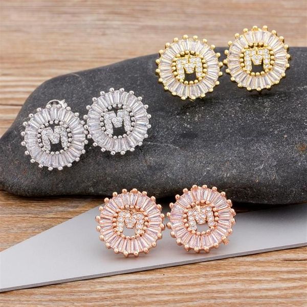 Stud PCS Lot Brincos de Letra Inicial Presente Pessoal para Mulheres Bonito Alfabeto CZ Ouro Branco Rosa Ouro JewelryStudStudStud196a