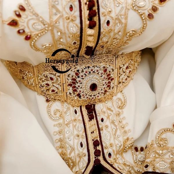 Altri accessori moda Caftano musulmano Cintura da sposa da sposa Placcatura in oro Goccia d'acqua Strass Catena pancia Marocchino Gioielli da sposa Cintura etnica in metallo 231201
