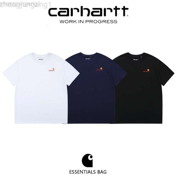 Designer Carhart T Shirt Carharrt New Wash Old Small Label Clássico Algodão Casal Manga Curta T-shirt Azul