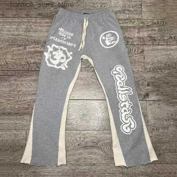 Calças masculinas Hellstar Sweatpants 2023 Nova Carta de Alta Qualidade Impressão de Espuma HELLSTAR Lã Hoop Pano Homens Mulheres Casal Sweatpants Foto Real Q231201