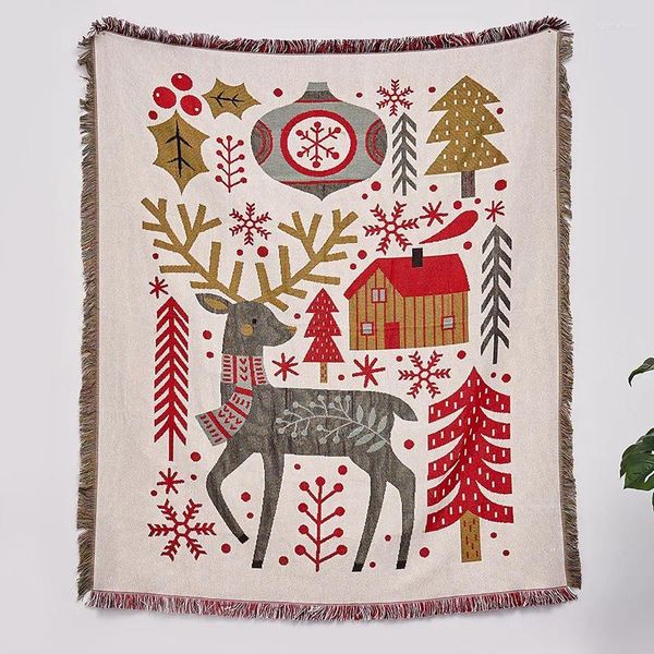 Одеяла в скандинавском стиле, рождественское одеяло для дивана, влагостойкий чехол, коврик для кемпинга, жаккардовый гобелен, многофункциональная ткань для домашнего декора для пикника