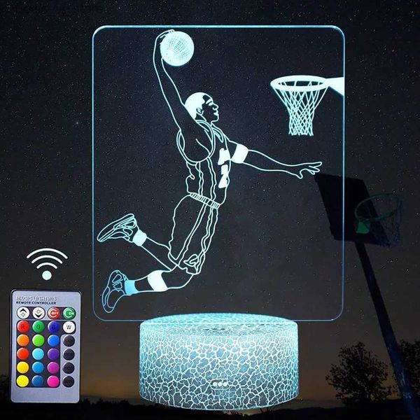 LED Neon Sign Basket Slam Dunk Lampada 3D Acrilico USB LED Night Lights Neon Sign Decorazioni natalizie per la casa Camera da letto Regali di compleanno YQ231201