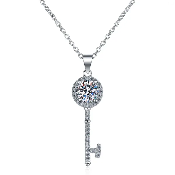 Correntes AZ200 Lefei moda na moda luxo clássico moissanite diamante-set chave colar elegante mulheres 925 prata festa charme jóias presente