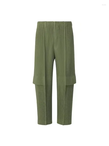 Pantaloni da uomo Salopette a pieghe Verde militare Tagliato Estate Casual Allentato giapponese JF144 Contrassegnato.