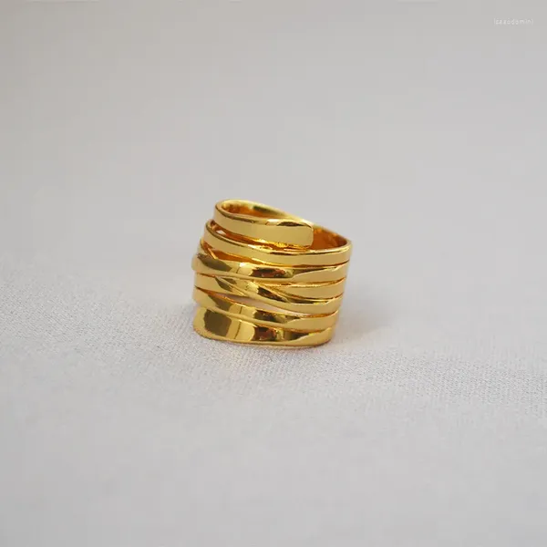 Anéis de cluster 2023 moda multi camada para mulheres cor de ouro superfície lisa anel geométrico festa de noivado jóias dedo acessório