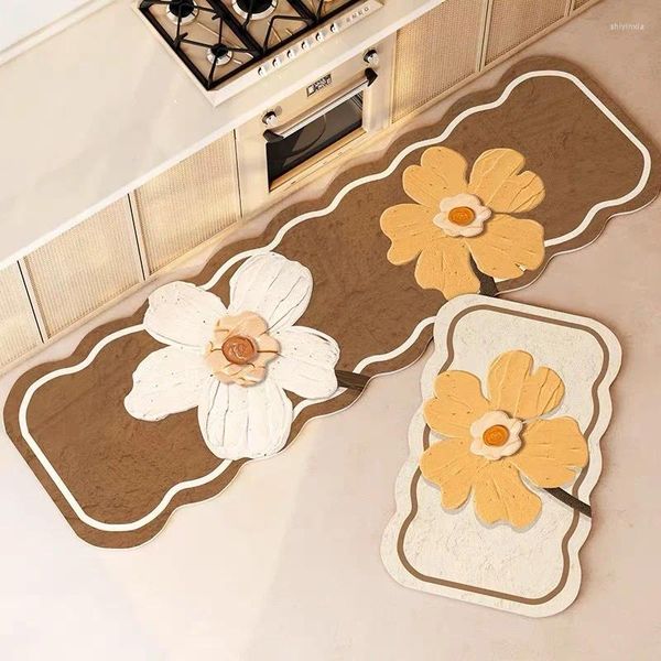 Tappeti INS Tappetino floreale Cucina Camera da letto Soggiorno Tappeto antiscivolo Assorbente Arredamento Casa Dormitorio Zerbino d'ingresso Alfombra