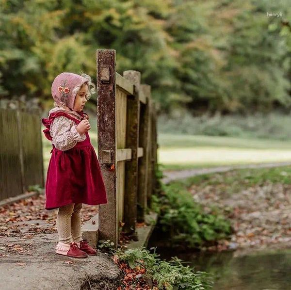 Abiti da ragazza Bambina per bambini Abito solido Volant Maniche volanti Schiena scoperta O-Collo Strap Vestito estivo Al ginocchio Gonne a trapezio Blu navy Vino Rosso Giallo