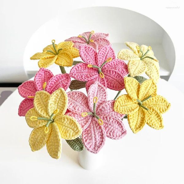 Flores decorativas mão-tecido buquê de lírio bulbo único produto acabado cor versátil decoração criativa presente do feriado