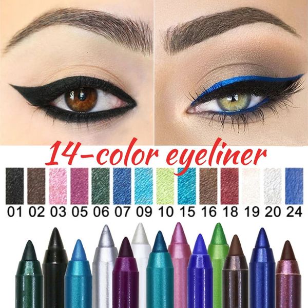 Göz Shadowliner kombinasyonu 14 renk uzun ömürlü göz kalemi kalem su geçirmez pigment yeşil kahverengi eyeliner kalem kadın moda renk göz makyaj kozmetik 231201
