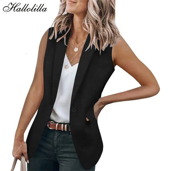 Damenwesten Frühling Sommer Blazer Frauen Mantel Mode Weste Frau Outfits Lässige elegante weiße Anzüge Damen Kleidung Oberbekleidung Casaco feminino 231201