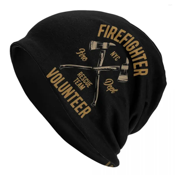 Berets Bombeiro Voluntário Equipe de Resgate NYC Fire Caps Cool Outono Inverno Skullies Gorros Chapéus Primavera Quente Bonnet Tricô