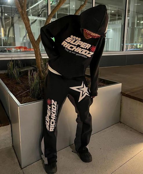 Homens Tracksuits Mens Homens Hoodies Harajuku Hip Hop Full Zipper Jaqueta Casaco Streetwear High Street 90s Mulheres Gótico Punk Solto PocketG6uh