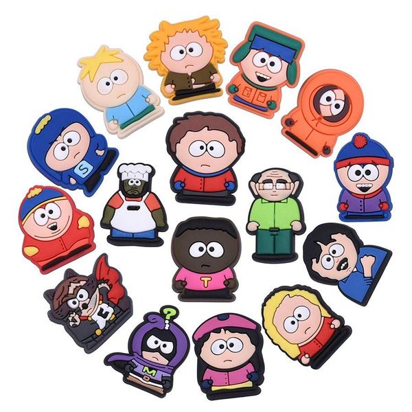 Charms Großhandel Kindheitserinnerungen South Park TV-Charaktere Lustiges Geschenk Cartoon Schuhzubehör PVC Dekoration Schnalle Weichgummi C Dhlxs