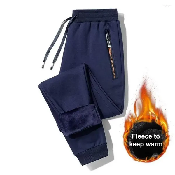 Pantaloni da uomo Pantaloni sportivi con fodera in pile Caldo inverno da uomo Foderato antivento da jogging Accogliente addensato