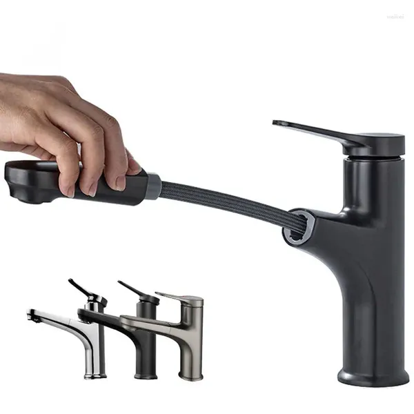 Rubinetti per lavandino del bagno Corpo in ottone Bacino estraibile Rubinetto moderno semplice per acqua fredda Rubinetto per miscelatore monocomando montato su ponte