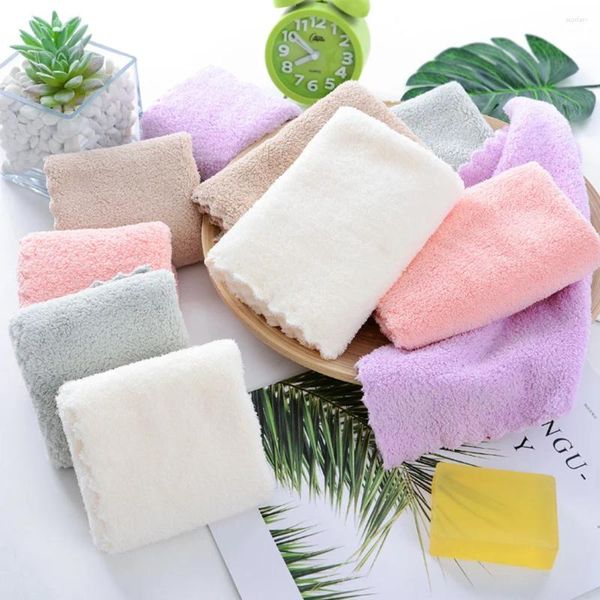 Asciugamano 6 colori Panno per il viso Quadrato polacco Assorbente Strofinaccio Velluto Morbido Assorbimento d'acqua Salviette per la pulizia della casa Fazzoletto