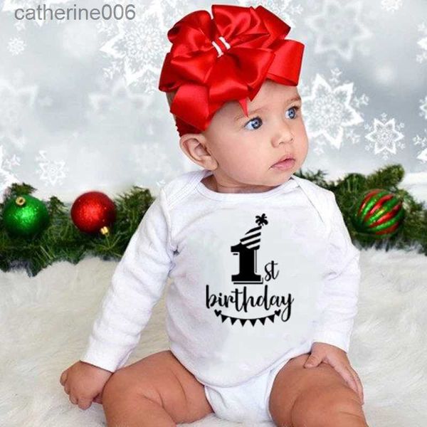 Giyim Setleri İlk Doğum Günü Bebek Erkek Kız Kızım Yenidoğan Bir Yıllık Bebek Partisi Tulum Komik Sevimli 0-24m Bebekler