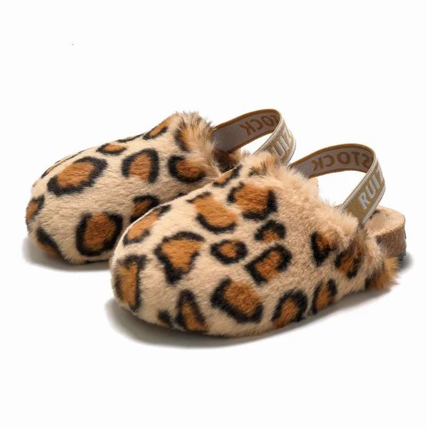 Pantofola Autunno Inverno Genitore figlio Bambini Scarpe in cotone sughero Ragazze Sandali peluche Ragazzi Pantofole termiche Bambini 231202