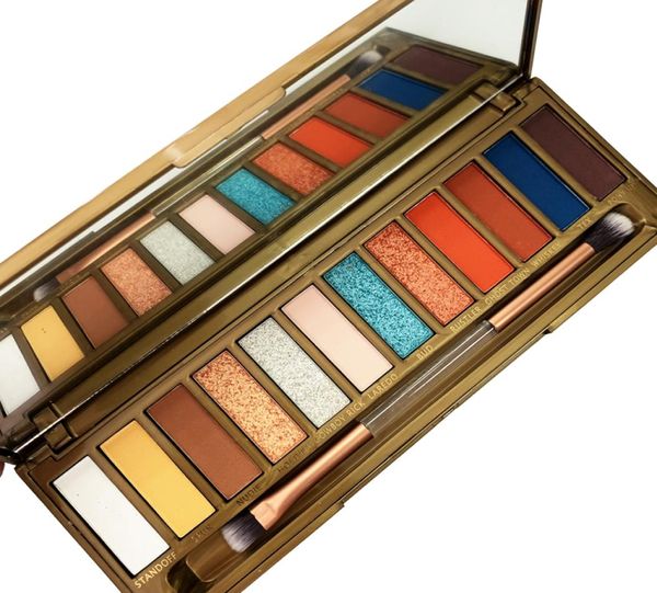 Palette di ombretti a 12 colori Ombretto neutro luccicante Matte Nude Shades tavolozze di colline con pennello per trucco a doppia estremità a specchio3635266