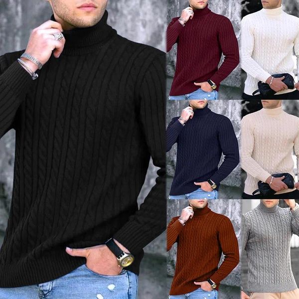 Мужские свитера, внешняя торговля, вязаная рубашка для зимы, молодежный утепленный однотонный полосатый свитер с высоким воротом, базовая одежда