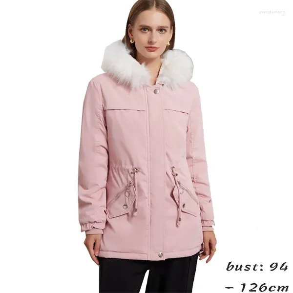 Женские плащи, высококачественное пальто с капюшоном из искусственного меха для женщин, большой размер, плюшевая подкладка, зима 2023, повседневная одежда - черный, розовый, зеленый