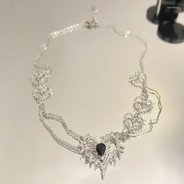 Ожерелья с подвесками Sweet Cool Y2k для девочек, шипы, сердце любви для женщин, Harajuku, горный хрусталь, корейское ожерелье, модные ювелирные изделия, вечерние
