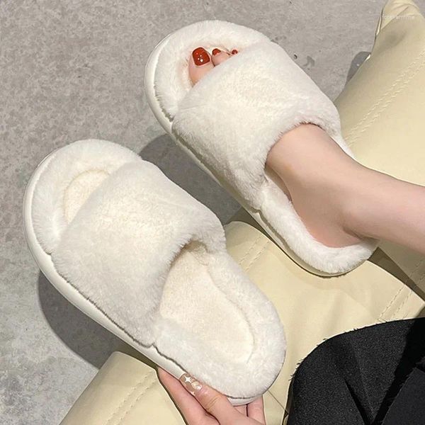 Sandálias de inverno mulheres de fundo grosso pele peluda moda moderna sandália mulher eva anti-deslizamento sapatos de plataforma de sola grossa