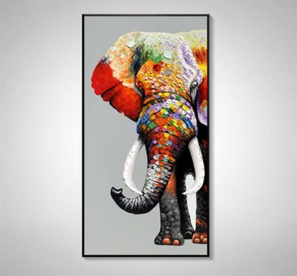 Dipinto a mano dipinto ad olio elefante Animale appeso moderno semplice ingresso portico decorativo soggiorno corridoio verticale231r2642348