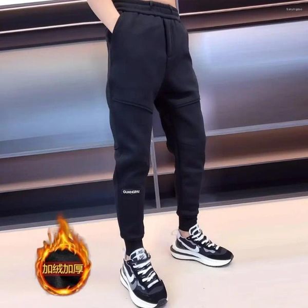 Calças masculinas de pelúcia moletom outono mais recente grande bolso harem pant ao ar livre jogger calças esportivas moda marca roupas inverno y2k