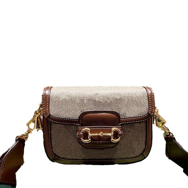 At tokası eski kumaş eyer çanta atı deri omuz crossbody çanta kadın retro renk kontrast küçük kare çanta omuz çantası