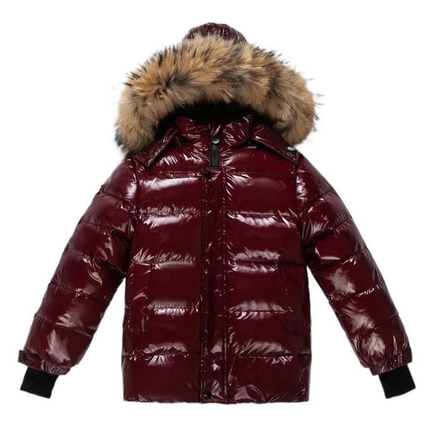 Пуховое пальто, 2023 г., детская зимняя куртка для мальчиков, водонепроницаемая блестящая куртка из натурального меха для девочек 114 лет, детская верхняя одежда для подростков, наряд для малышей 231202
