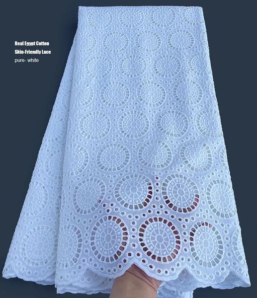 Kumaş ve Dikiş Yumuşak saf beyaz pamuk 100 delikli nakış Afrika İsviçre Voil Dantel Kumaş Nijeryalı giysi giysileri Cilt Sağlıklı 231201