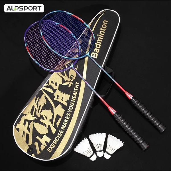 Racchette da badminton ALPSPORT R-HX 2 pezzi Racchetta con borsa 7U 30Lbs G5 T700 Racchetta da badminton professionale originale al 100% full carbon con corda libera 231201