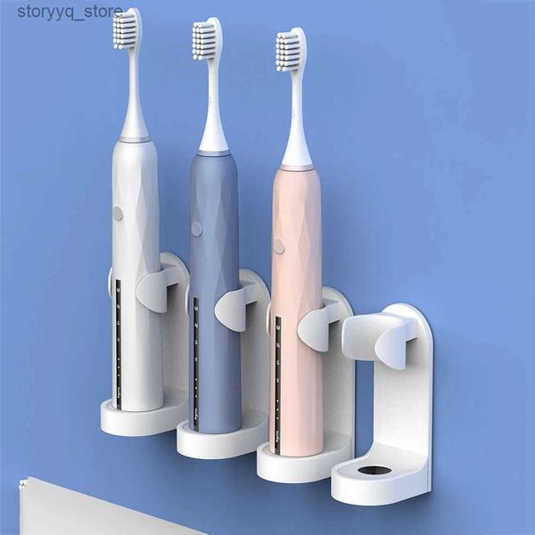 Titulares de escova de dentes 1 PC Suporte de escova de dentes elétrica de montagem na parede Moda Creative Traceless Suporte de escova de dentes Rack de economia de espaço Acessórios de banheiro Q231202