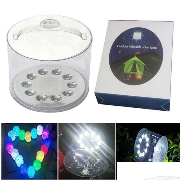 Altre luci solari Gonfiabili portatili Esterne Lanterne impermeabili Cam Emergenza Led Giardino Cortile Lampade di illuminazione trasparenti Drop Deli Ots2H