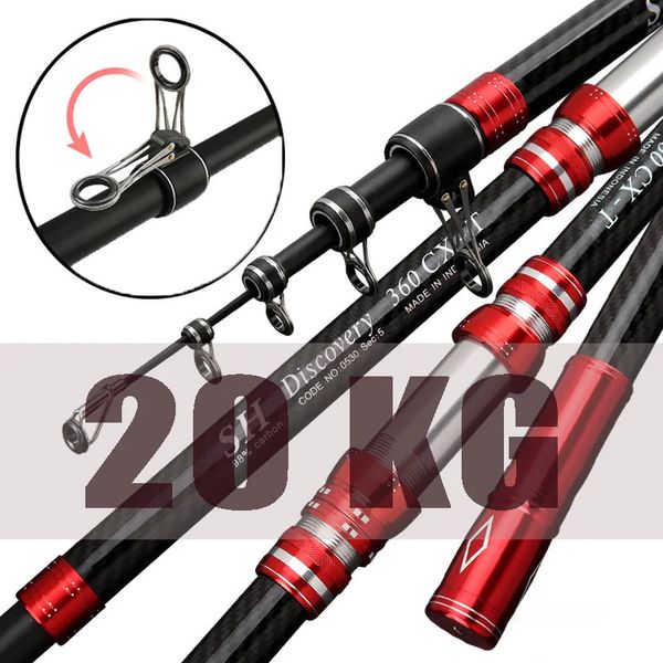 Varas de pesca para barco Vara de pesca telescópica 2.7 / 3.0 / 3.6 / 4.2 / 4.5m Vara de surf para viagem Potência giratória 50-250g Jogando Surfcasting Vara de isca de carbono 231201