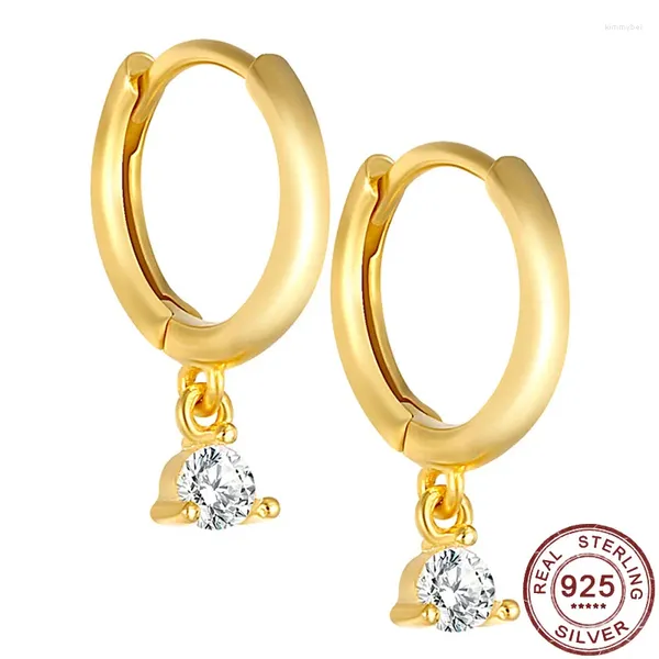 Orecchini pendenti genuini argento sterling 925 con zirconi cubici goccia per le donne ciondolo CZ pietre cerchio orecchio gioielli regalo di nozze