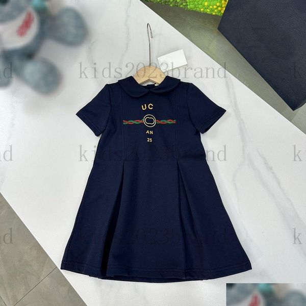 Mädchenkleider 2023 High-End-Feenprinzessin-Kleid Eleganter Puppenkragen Esigner Kurzarm-Design Mesh-Gaze-Spleißen Drop-Lieferung Bab Dhqww