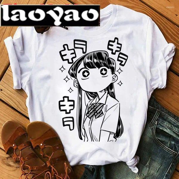 T-shirt da uomo Kawaii Komi Shouko T-shirt Anime Cant Communicate Camicia Harajuku Streetwear Abbigliamento unisex Estate Vintage Pantaloni a vita bassa Top