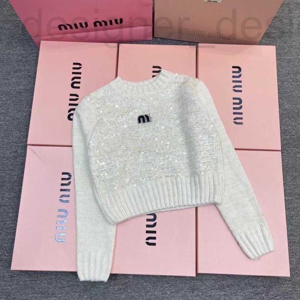 Kadın Sweaters Tasarımcı Markası 23 Yeni Çok Yönlü Moda Zayıflama Ağır Endüstrisi Boncuk Örme Kazak Uzun Kollu Külot Top 9mrl