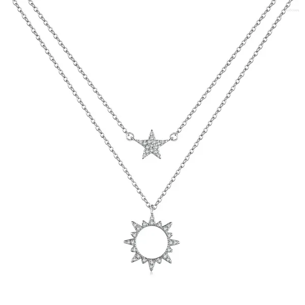 Цепочки S925 Creative Star Sun с двойным сложением 5A Цирконовое ожерелье Модные украшения