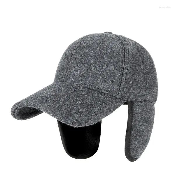 Top Caps Yün Kış Şapkası Aklı Kulak Şapkası Erkekler İçin Soğuk Hava Kürek Beyzbol Kapa