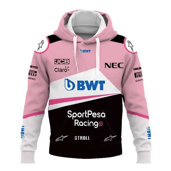 Yxh8 Mens Hoodies 2023/2024 Nuova F1 Formula 1 Racing Team Matchirts Match Point BWT Fan Fan Pink comodo Jersey Line Abbigliamento Stagione Potere