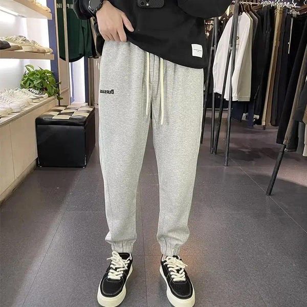 Calças masculinas y2k sweatpants estilo coreano moda 2023 luz cinza baggy perna larga perna reta casual corredores correndo esportes