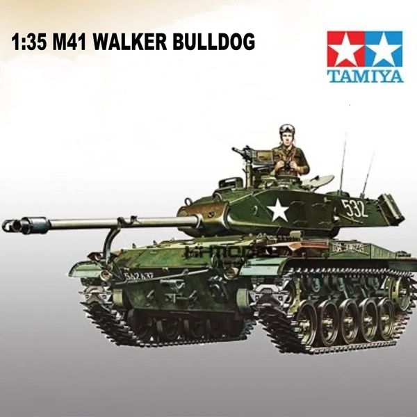 Modelo de carro fundido tamiya 35055 modelo 1 35 tanque modelo kits de construção m41 walker bulldog conjunto de tanque diy para adulto hobby kit 231201