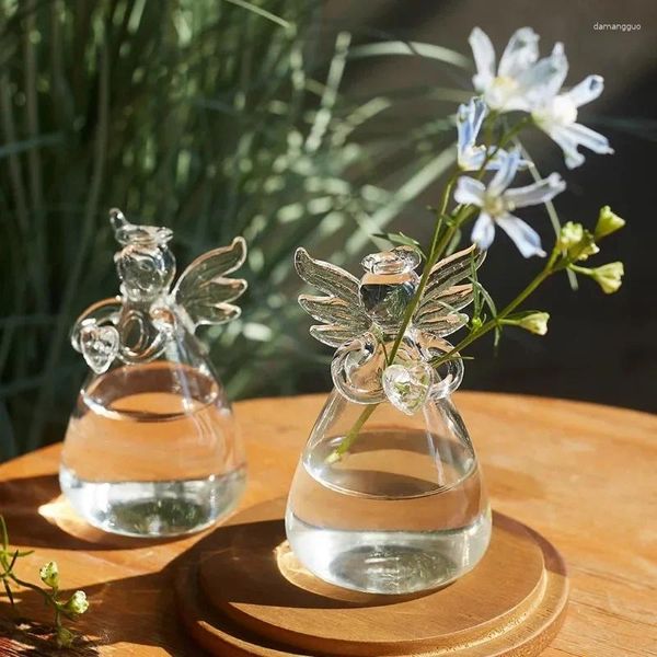 Vasos arranjo de flores secas bonito menina modelo sala escritório casa instalação suave vidro transparente fácil garrafa floral planta pote