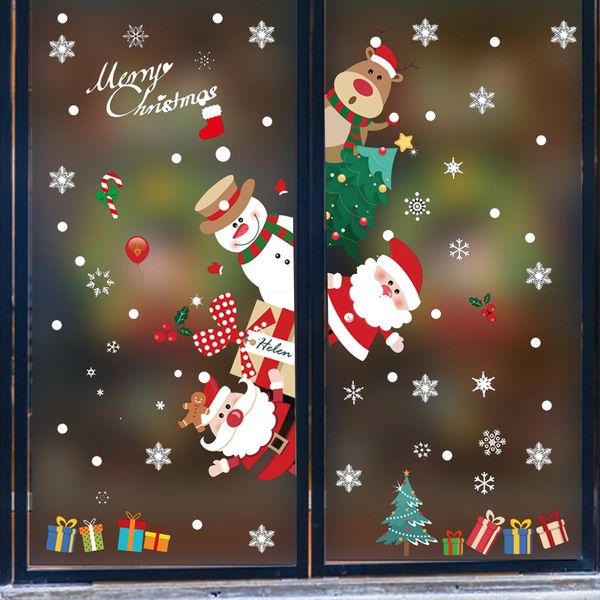 Adesivos de janela Natal floco de neve eletrostático adesivo de parede vidro janelas decalques feliz natal decoração de casa adesivos ano papel de parede 231201