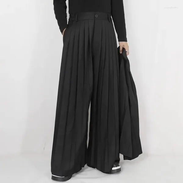 Herrenhosen Original Lässige, lockere Hose mit weitem Bein und Falten Abnehmbare Culottes in Tellergröße